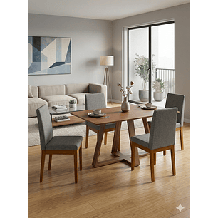 Comedor Avena 1.35+ 4 Sillas Tai Pata Cuadrada