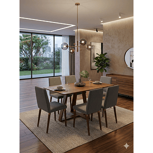 Comedor Avena 1.6+ 6 Sillas Tai Pata Cobre