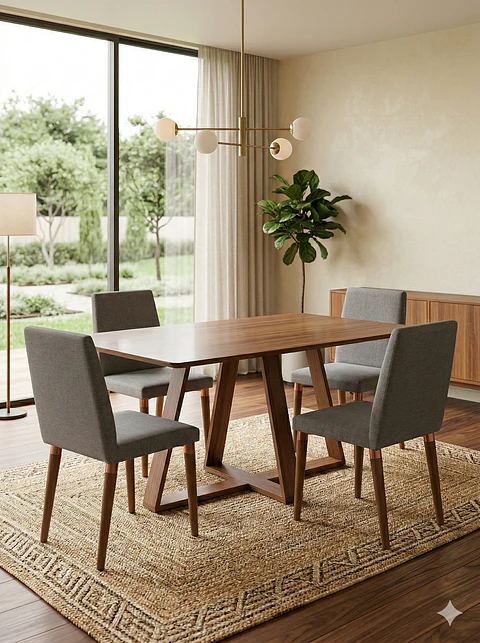 Comedor Avena 1.35+ 4 Sillas Tai Pata Cobre