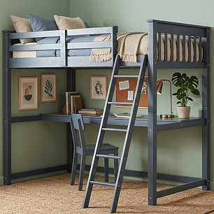 Cama Boston 1.5 P Loft Azul 100% Madera