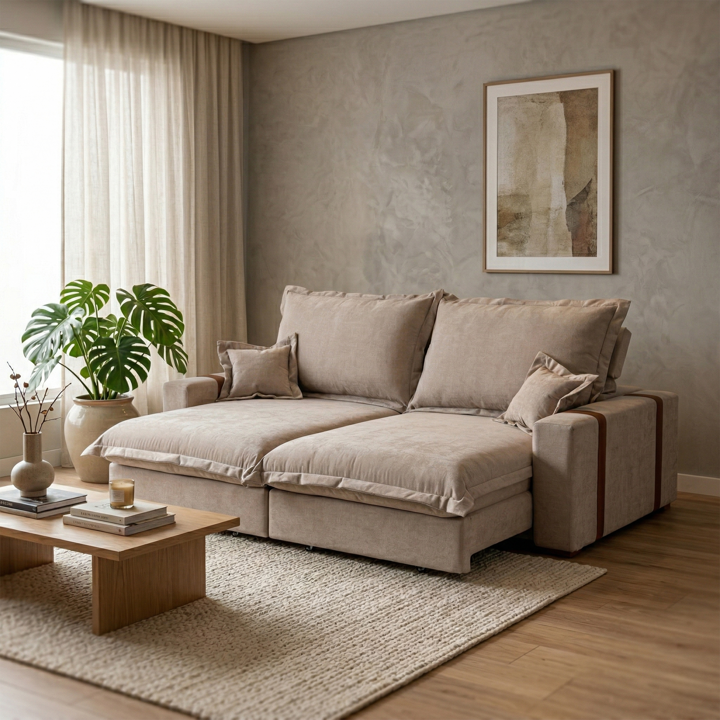 Sofa Retractil - Reclinable Nairobi Beige 2.18 m 1