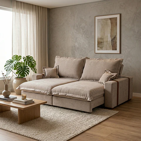 Sofa Retractil - Reclinable Nairobi Beige 2.18 m