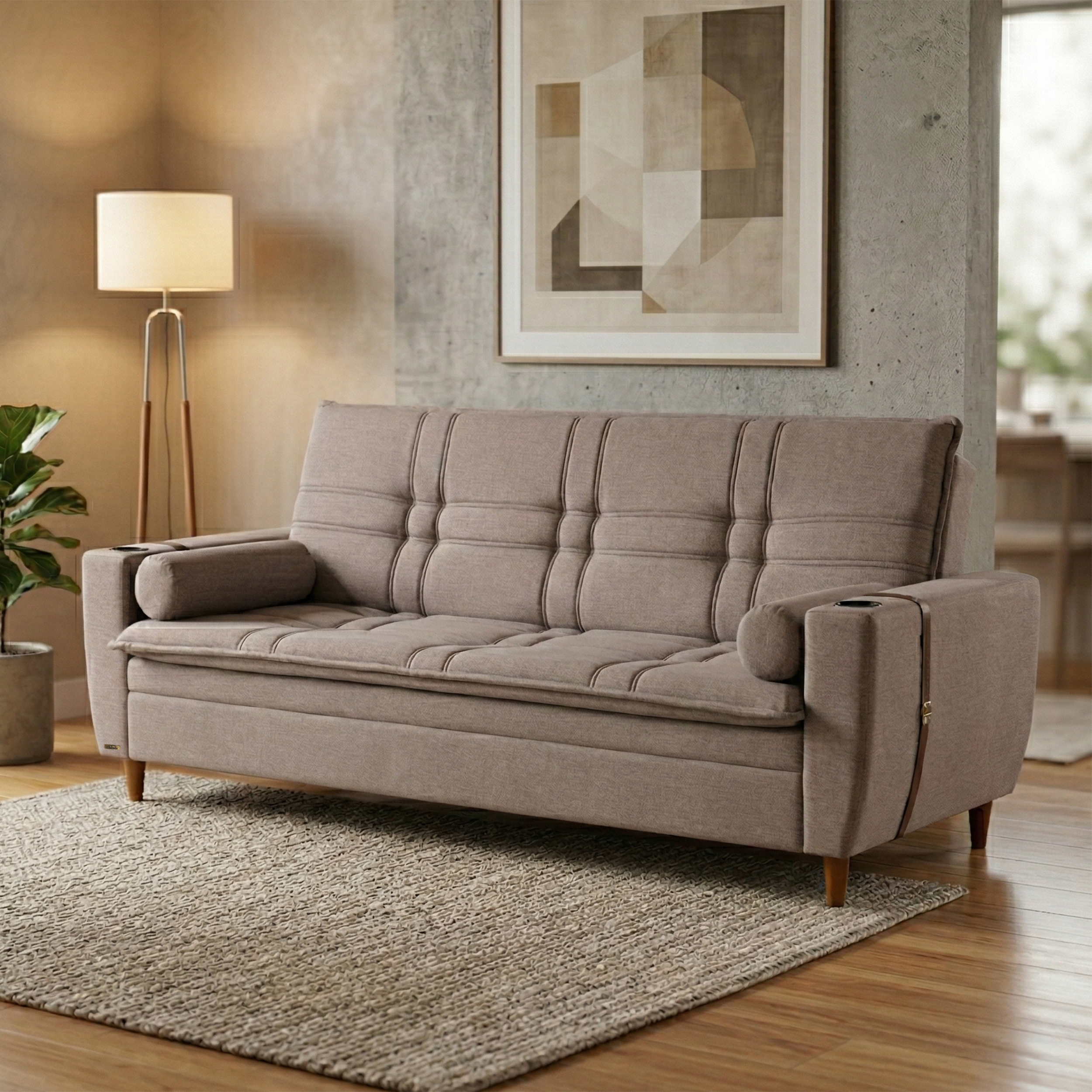 Sofa Cama Reclinable Blend Rustico Marron 2.15 m 1