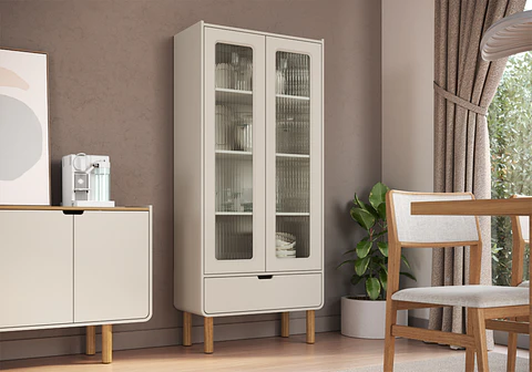 Vitrina 2 Puertas 1.8 Con Vidrio Aura 28105 Off White