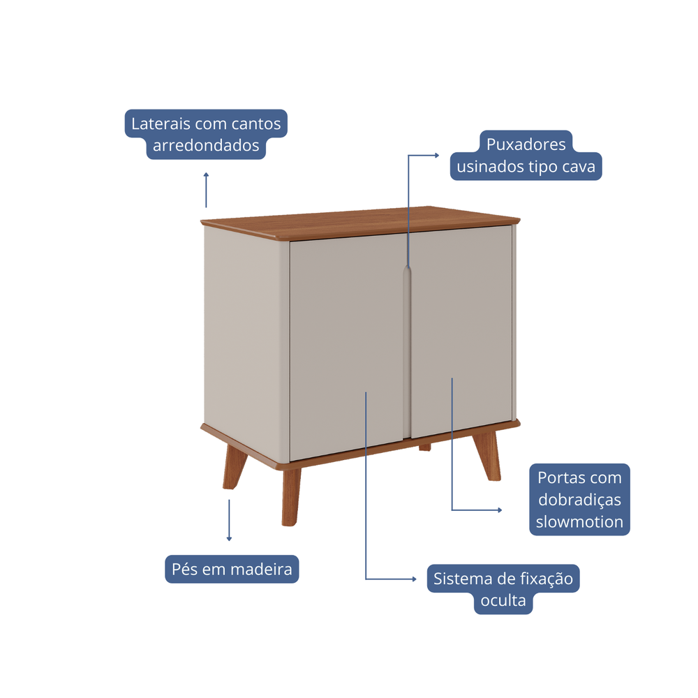 Buffet 2 Puertas 85 CM Serena Off White Cinamomo 3