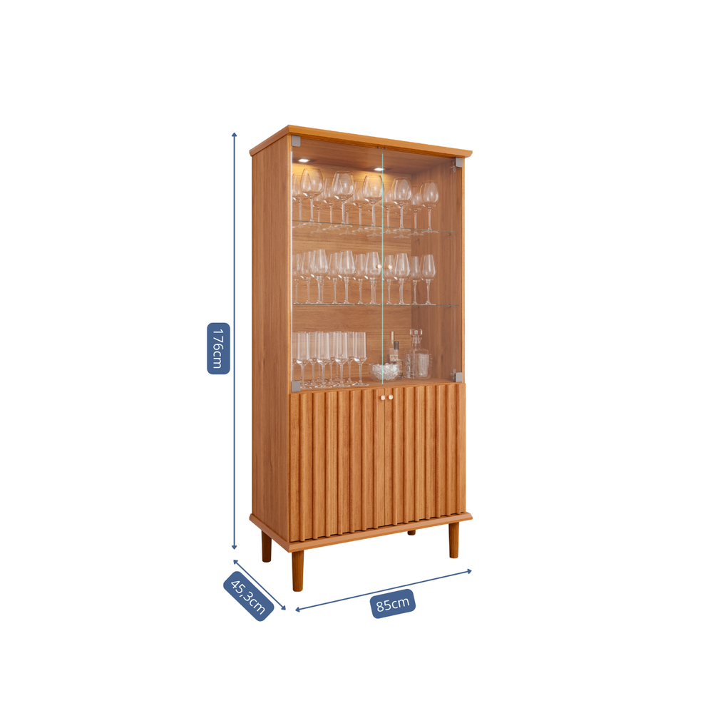 Vitrina 2 Puertas Vidrio 85 CM. Luiza Cinamomo 4