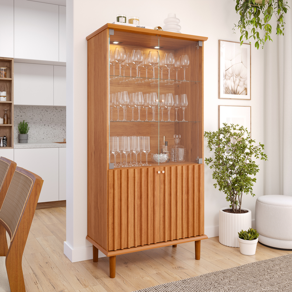 Vitrina 2 Puertas Vidrio 85 CM. Luiza Cinamomo 1