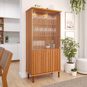 Vitrina 2 Puertas Vidrio 85 CM. Luiza Cinamomo