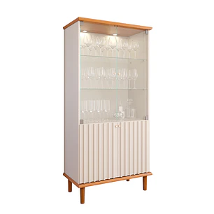 Vitrina 2 Puertas Vidrio 85 CM. Luiza Off White/Cinamomo