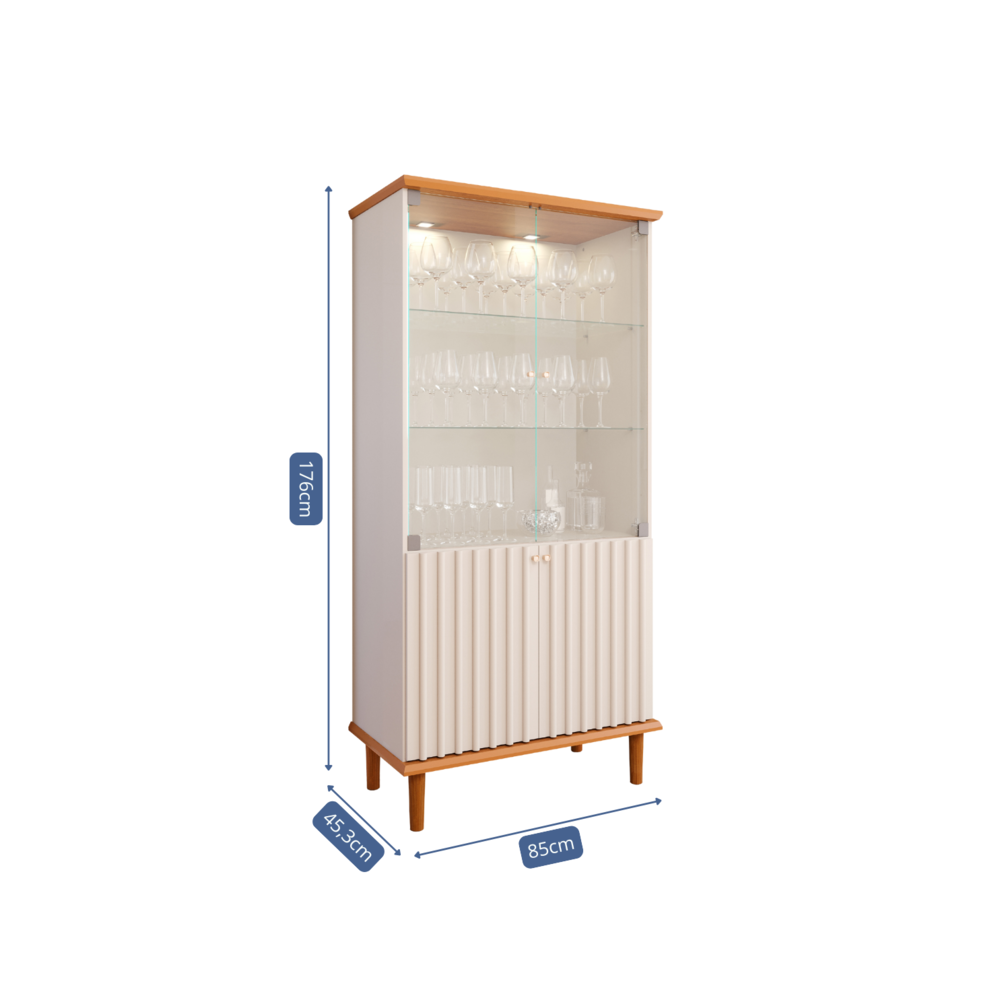 Vitrina 2 Puertas Vidrio 85 CM. Luiza Off White/Cinamomo 4