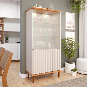 Vitrina 2 Puertas Vidrio 85 CM. Luiza Off White/Cinamomo