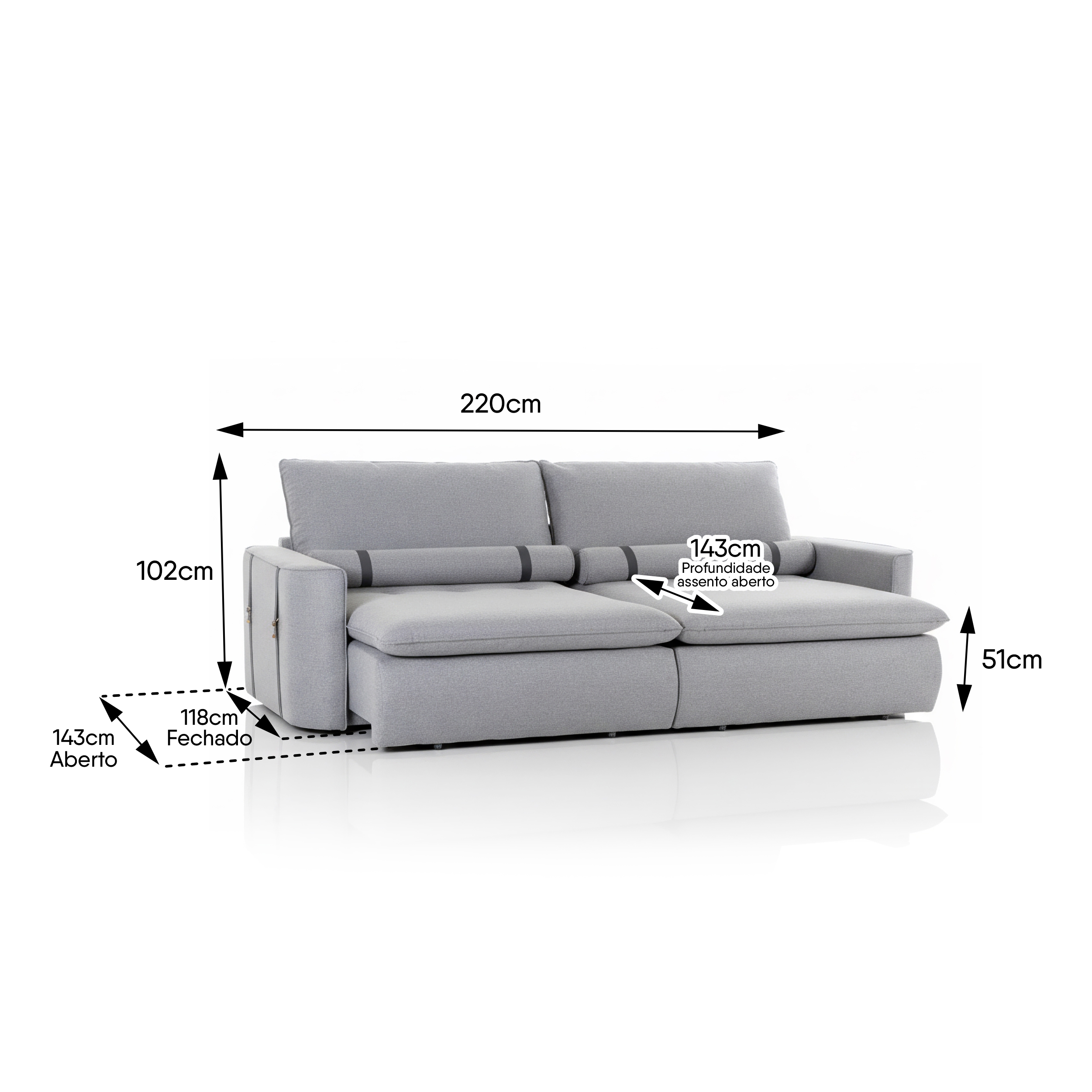 Sofa Cama Retractil Colina Plata 2.20m 13