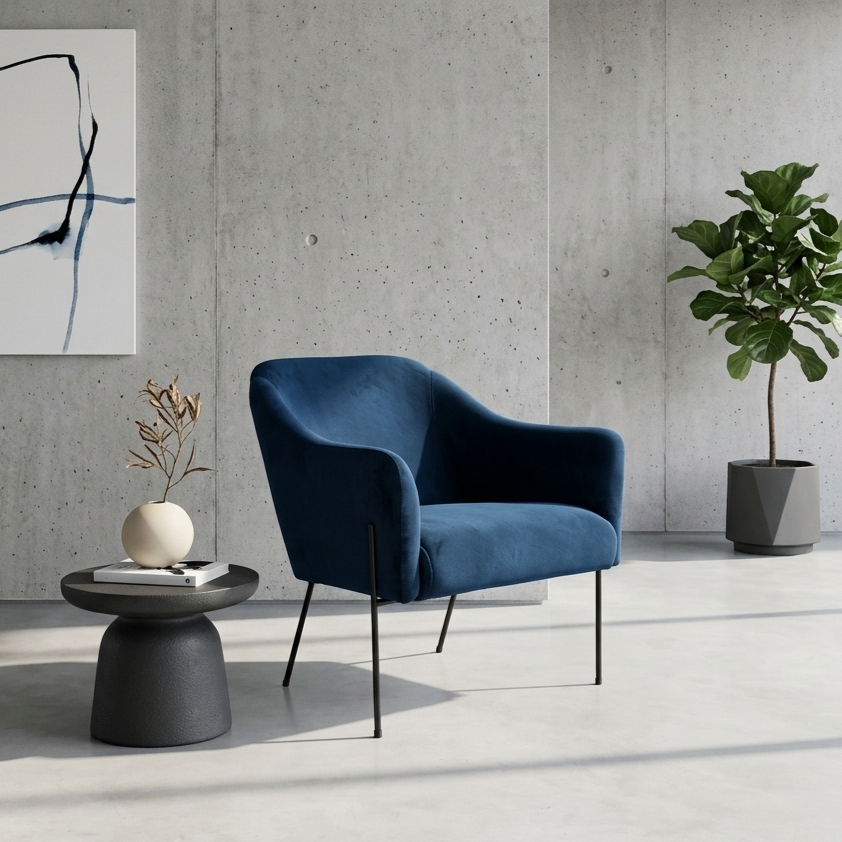 Sillon Hebe Veludo Azul  1