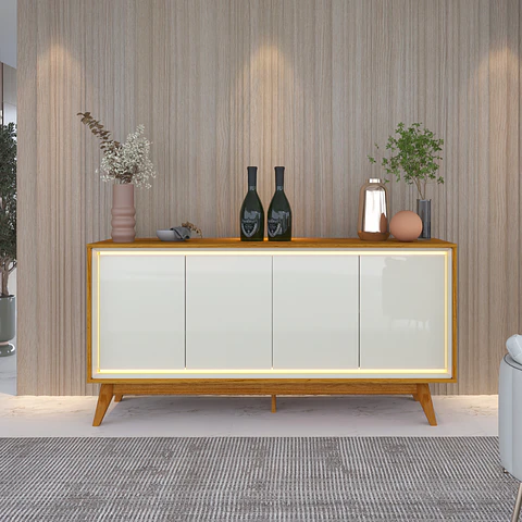 Buffet 4 Puertas Requinte 1.6 con luces Led natural/off white