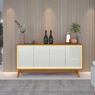 Buffet 4 Puertas Requinte 1.6 con luces Led natural/off white