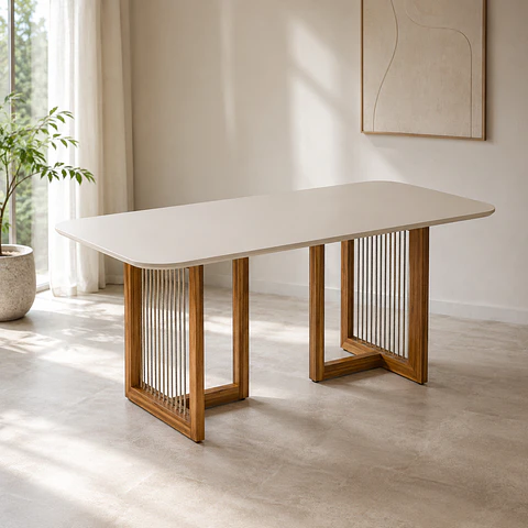 Mesa Regia 1.8 Off White Natural 100% Madera
