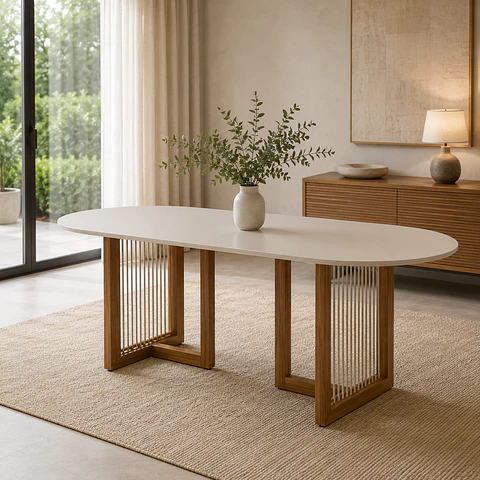 Mesa Regia 2.1 Off White Natural 100% Madera