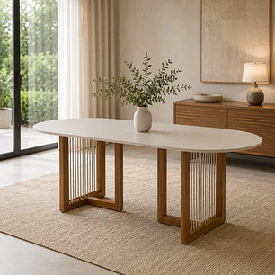 Mesa Regia 2.1 Off White Natural 100% Madera