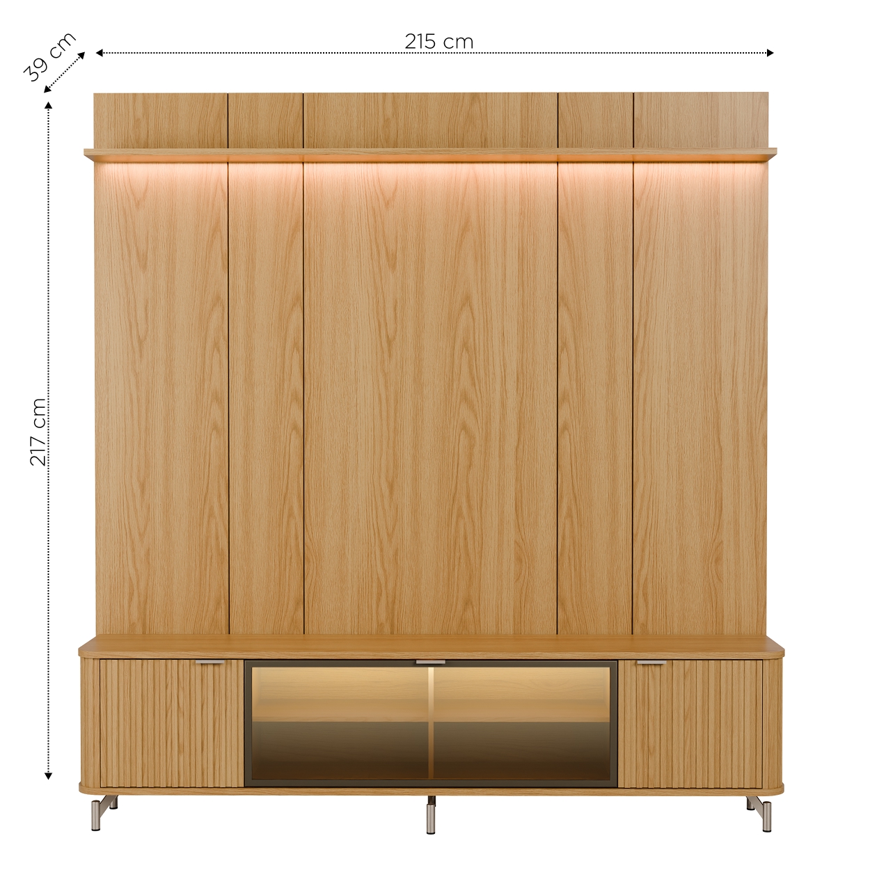 Rack 2.1 + Panel 2.2 Neon Float Led Carvalho 3