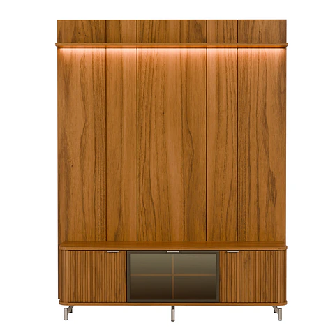 Rack 2.1 + Panel 2.2 Neon Float Led + 2 Vitrinas 2 Puertas Canela 