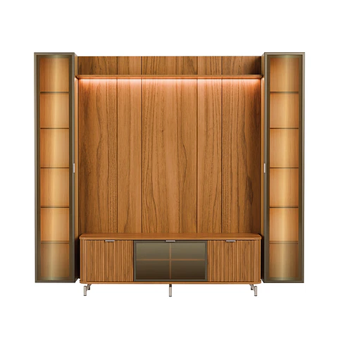 Rack 2.1 + Panel 2.2 Neon Float Led + 2 Vitrinas 1 Puerta canela
