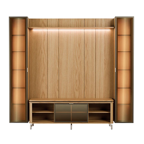 Panel Neon + Rack Lincon 1.7 + 2 Vitirnas 1 Puerta carvalho