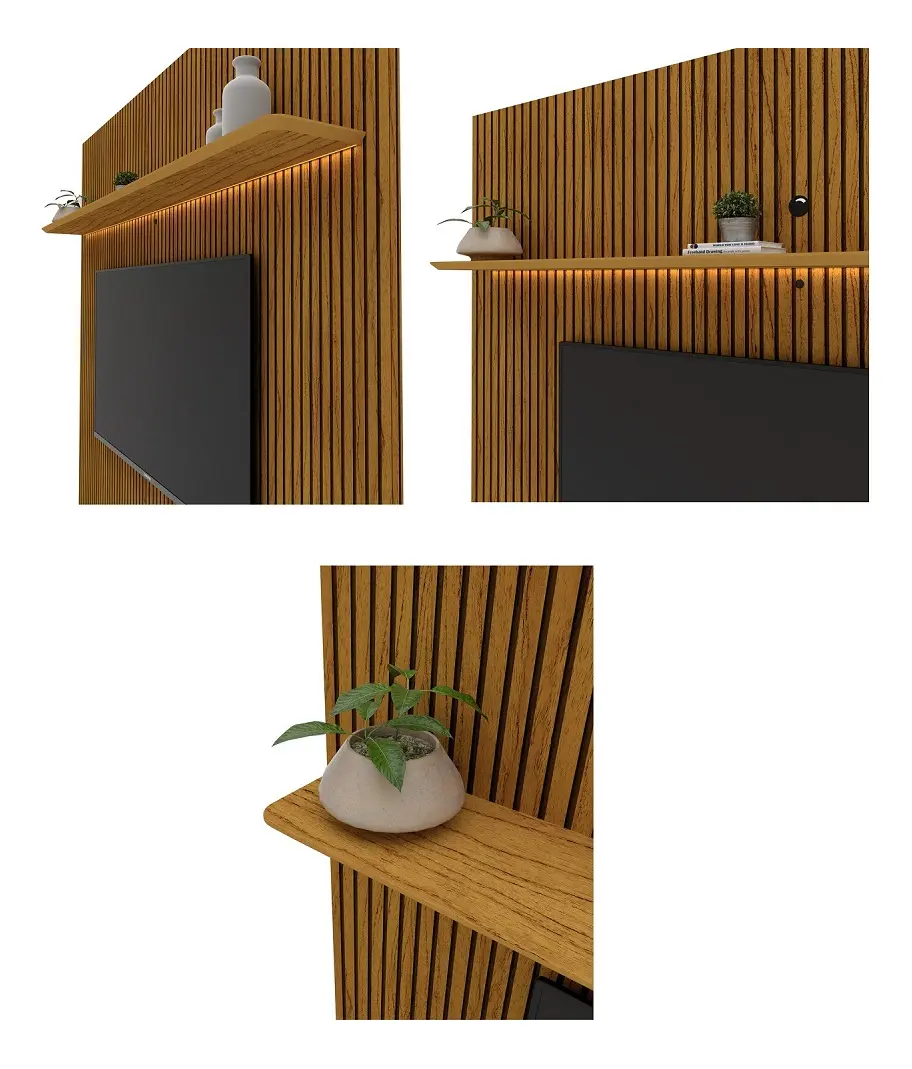 Set Rack + Panel Nobre 2.3 Pata Vidrio Off White 5