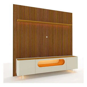Set Rack + Panel Nobre 2.3 Pata Vidrio Off White