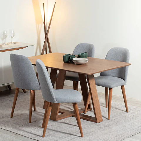 Comedor Avena 1.35 Canela + 4 Sillas Drop L35 Gris