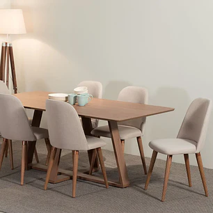 Comedor Avena 1.6  + 6 Sillas Drop L02 Beige