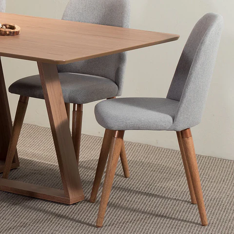 Comedor Avena 1.6 Canela + 6 Sillas Drop L35 Gris