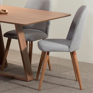 Comedor Avena 1.6 Canela + 6 Sillas Drop L35 Gris