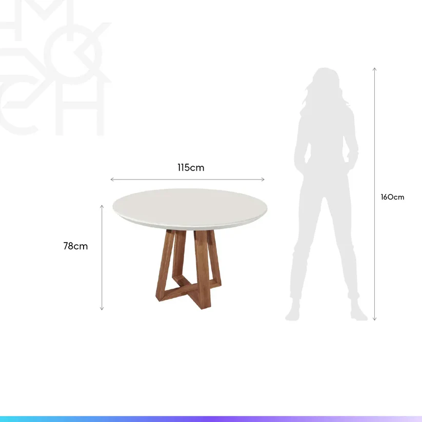 Comedor Bennet Redondo + 4 Sillas Drop L02 Beige 7