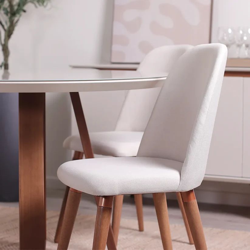 Comedor Bennet Redondo + 4 Sillas Drop L02 Beige 3
