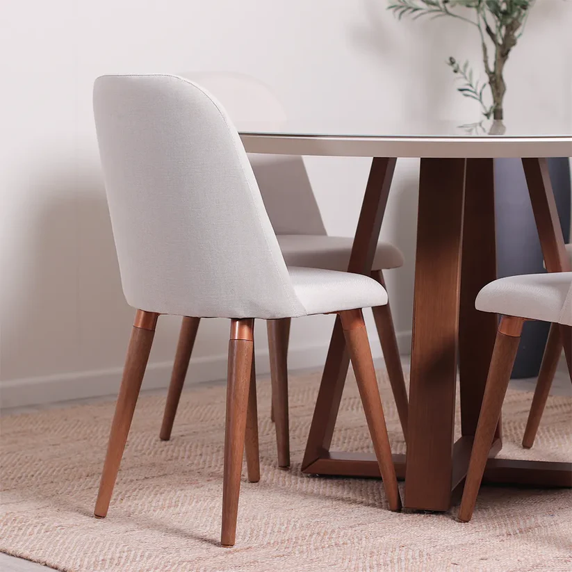 Comedor Bennet Redondo + 4 Sillas Drop L02 Beige 2