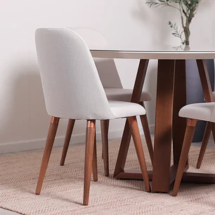 Comedor Bennet Redondo + 4 Sillas Drop L02 Beige