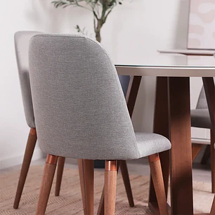 Comedor Bennet Redondo + 4 Sillas Drop L35 Gris