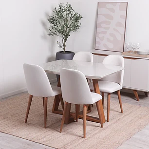 Comedor Bennet 1.2 + 4 Sillas Drop L02 Beige