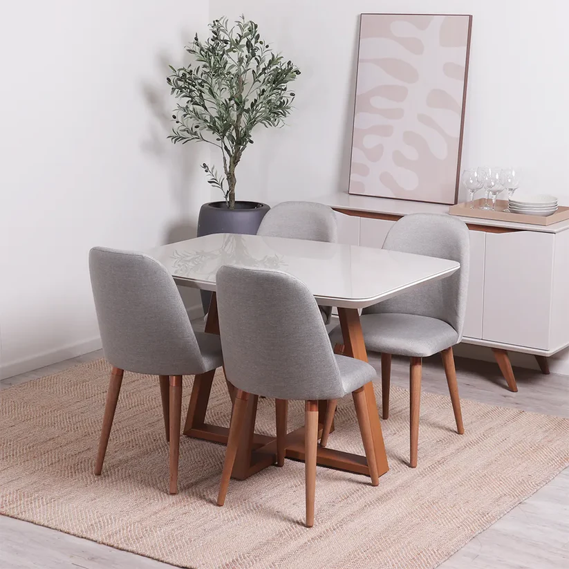 Comedor Bennet 1.2 + 4 Sillas Drop L35 Gris 1