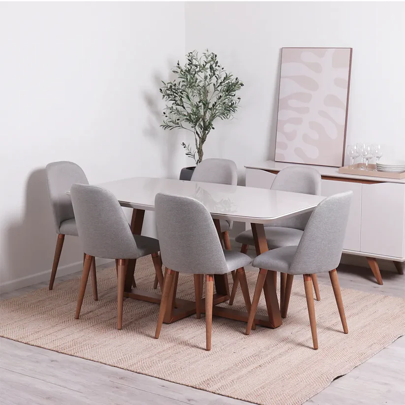 Comedor Bennet 1.6 + 6 Sillas Drop L35 Gris 1