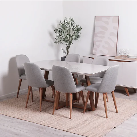 Comedor Bennet 1.6 + 6 Sillas Drop L35 Gris