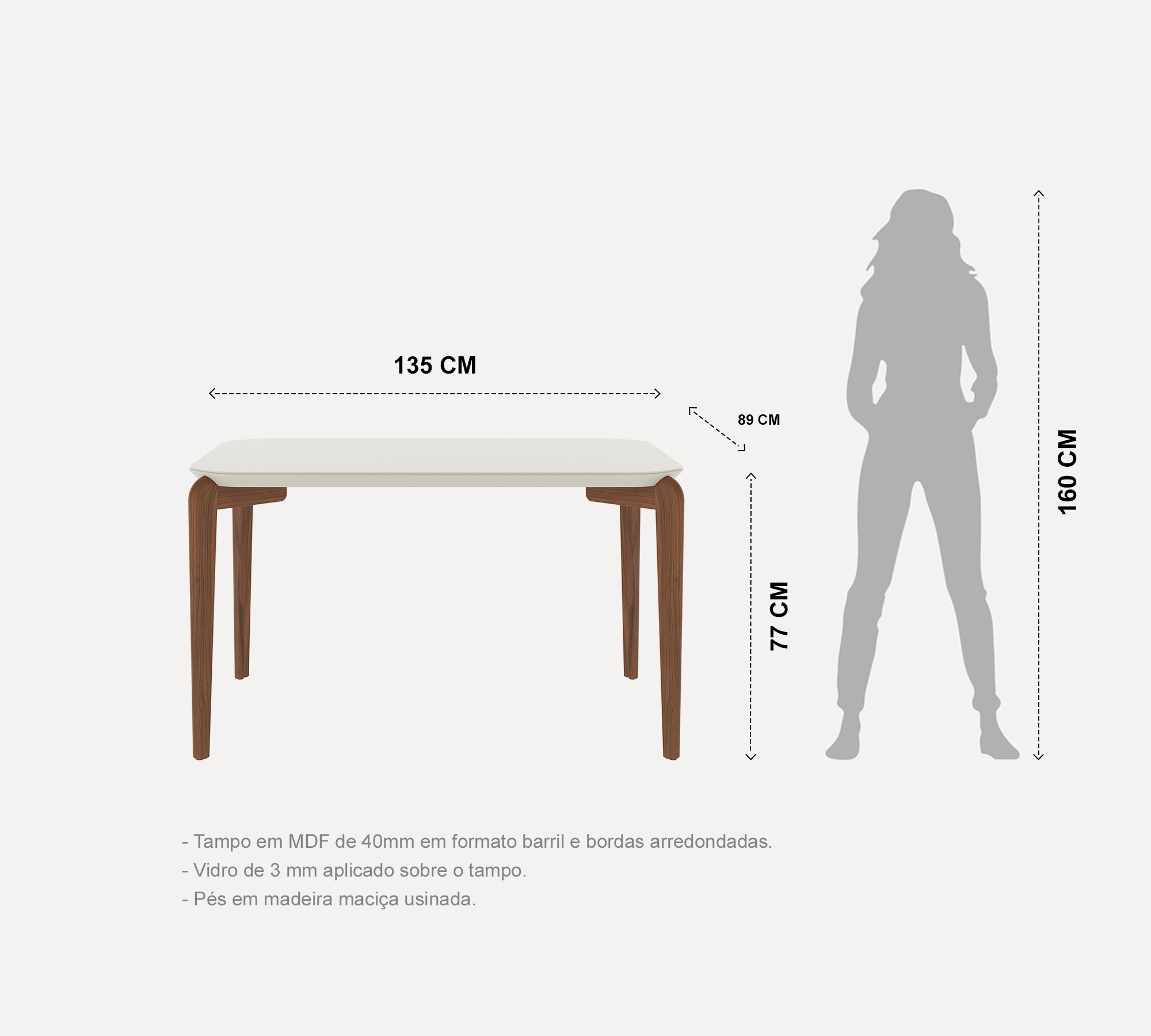 Comedor Donatella 135 + 4 Sillas Drop L02 Beige 8