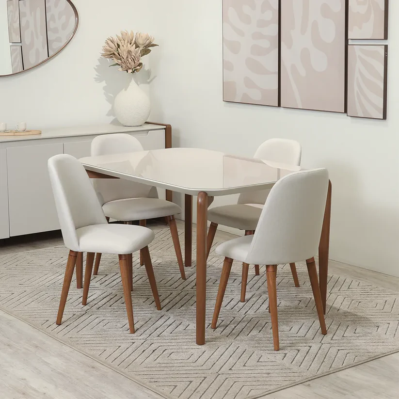 Comedor Donatella 135 + 4 Sillas Drop L02 Beige 1
