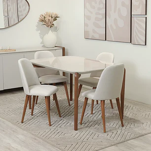 Comedor Donatella 135 + 4 Sillas Drop L02 Beige