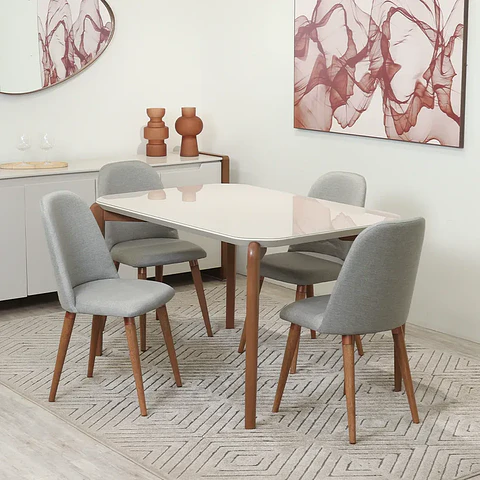 Comedor Donatella 135 + 4 Sillas Drop L35 Gris