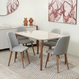 Comedor Donatella 135 + 4 Sillas Drop L35 Gris