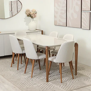 Comedor Donatella 1.6 + 6 Sillas Drop L02 Beige