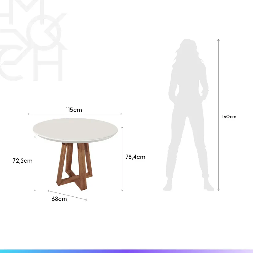 Comedor Bennet Redondo + 4 Sillas Ella A80 4