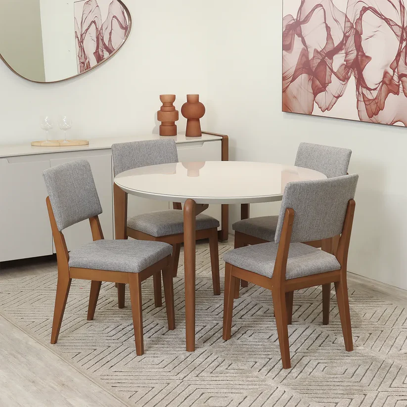 Comedor Donatella 115 Redondo + 4 Sillas Ella A80 1