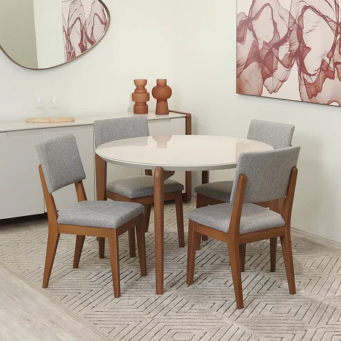 Comedor Donatella 115 Redondo + 4 Sillas Ella A80